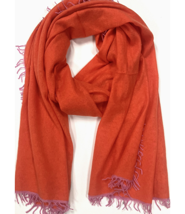 Pure Cashmere Contrast Trim Scarf