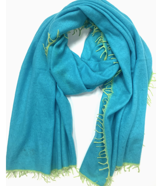Pure Cashmere Contrast Trim Scarf