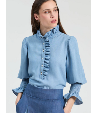 vilagallo Vilagallo Denim Ruffled Blouse #33937