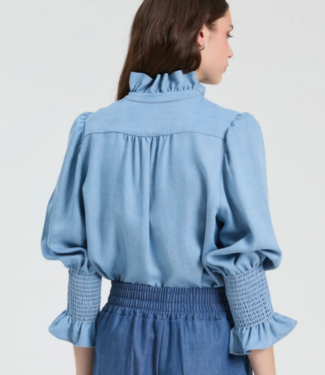 Vilagallo Denim Ruffled Blouse #33937