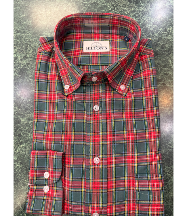 Hiltons Red/Green Tartan Button Down Shirt