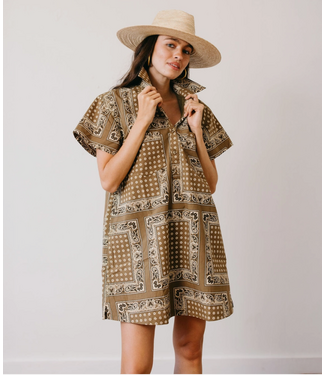 sunshine tienda Olive Bandana Getaway Mini Dress