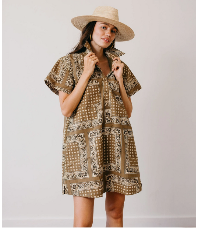 Olive Bandana Getaway Mini Dress