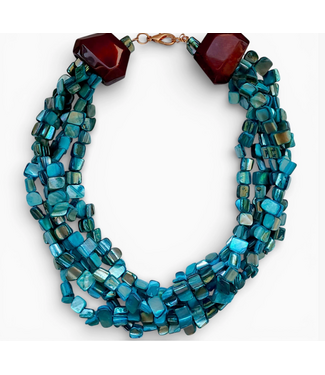 Bijoux Envie Chunky Turquoise Beaded Collar #N4432