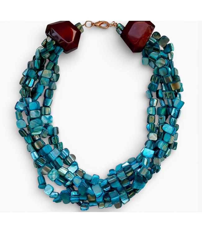 Chunky Turquoise Beaded Collar #N4432