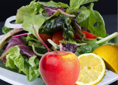 Mixed Green salad with Gravenstein Apple and Lemon Vinaigrette