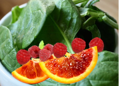 Spinach Salad with Sweet Blood Orange & Raspberry Dressing