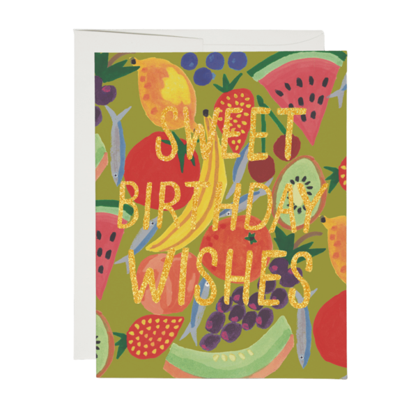 Red Cap Fruity Birthday Greeting Card