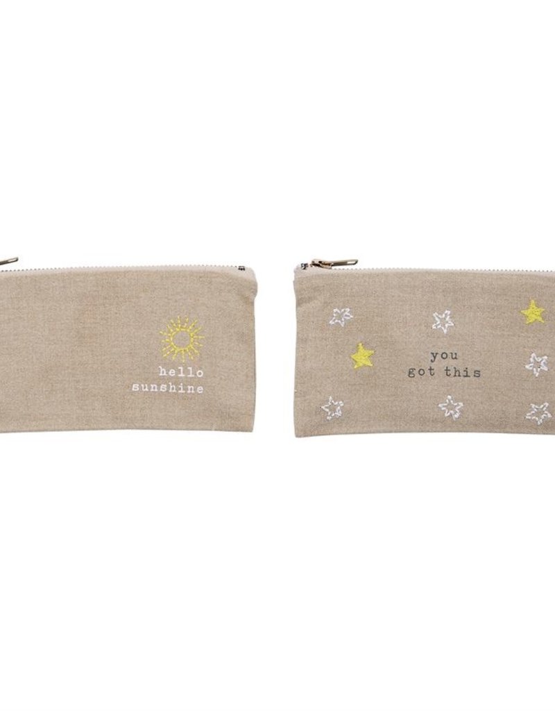 Mud-Pie Positive Embroidered Pouch