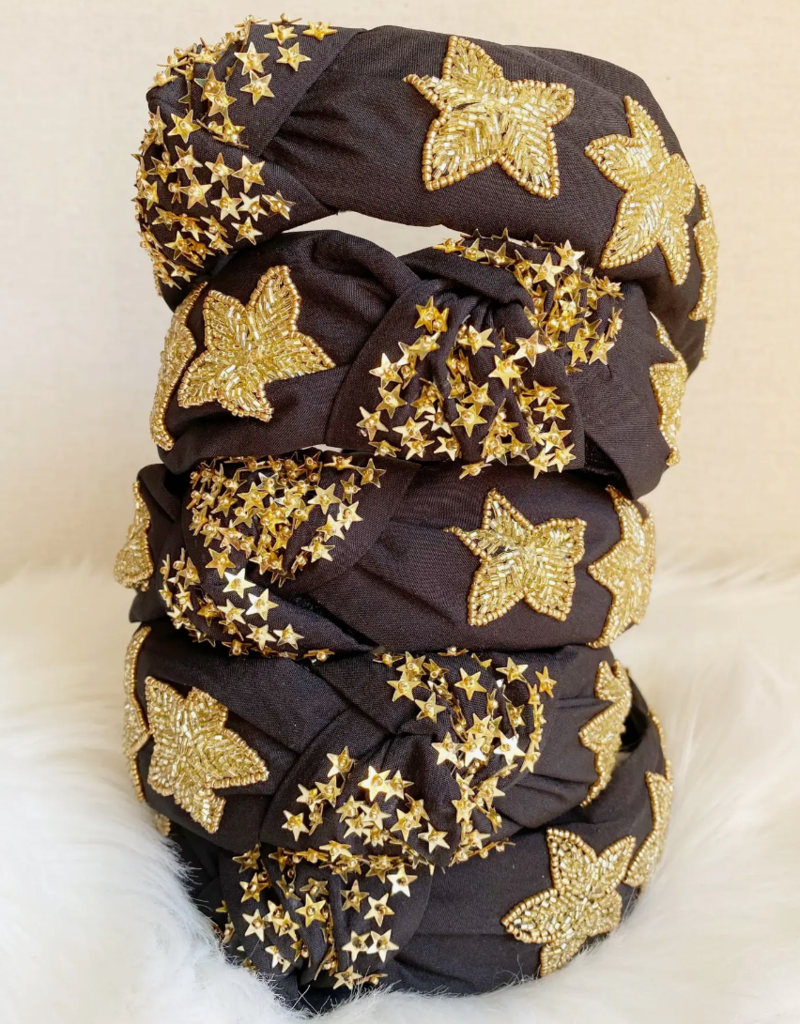 Sandy & Rizzo Black & Gold Star Beaded Headband