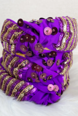 Sandy & Rizzo Purple & Gold Stripe Beaded Headband