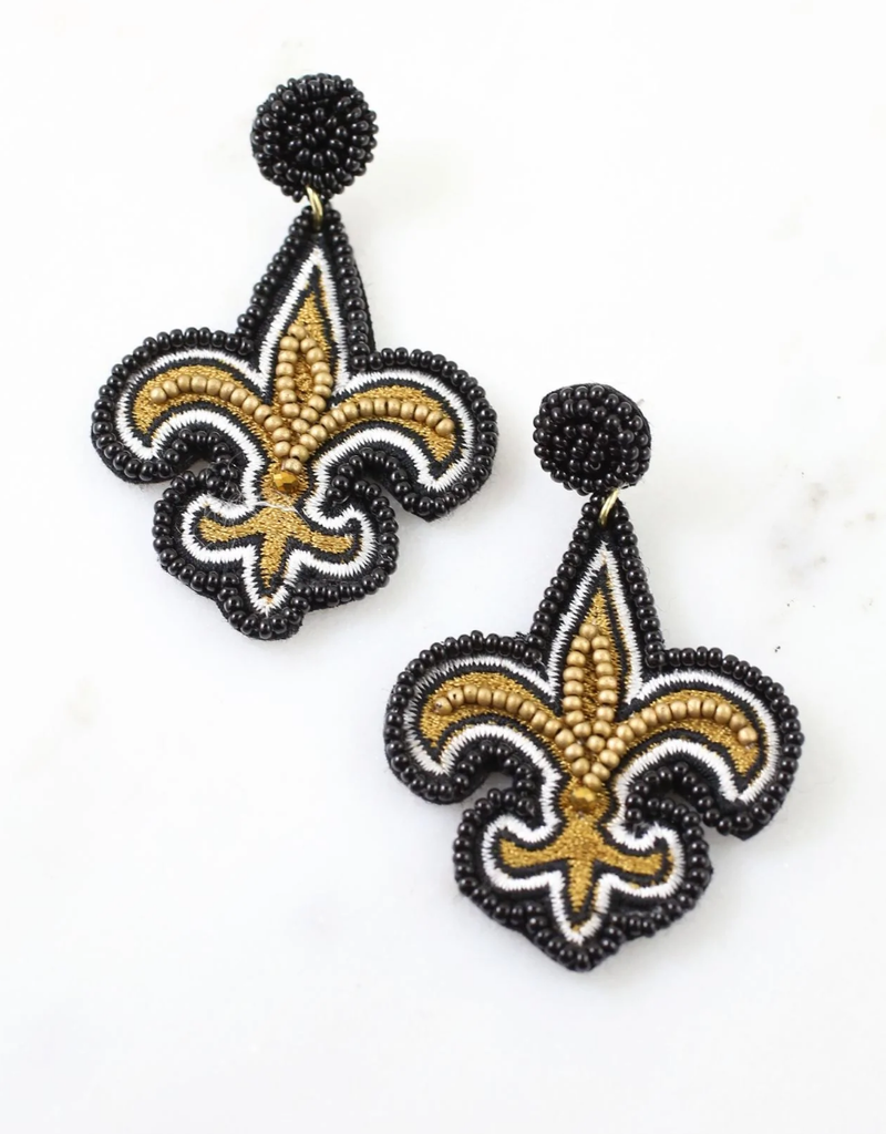 Caroline Hill Saints Fleur de lis Beaded Earring