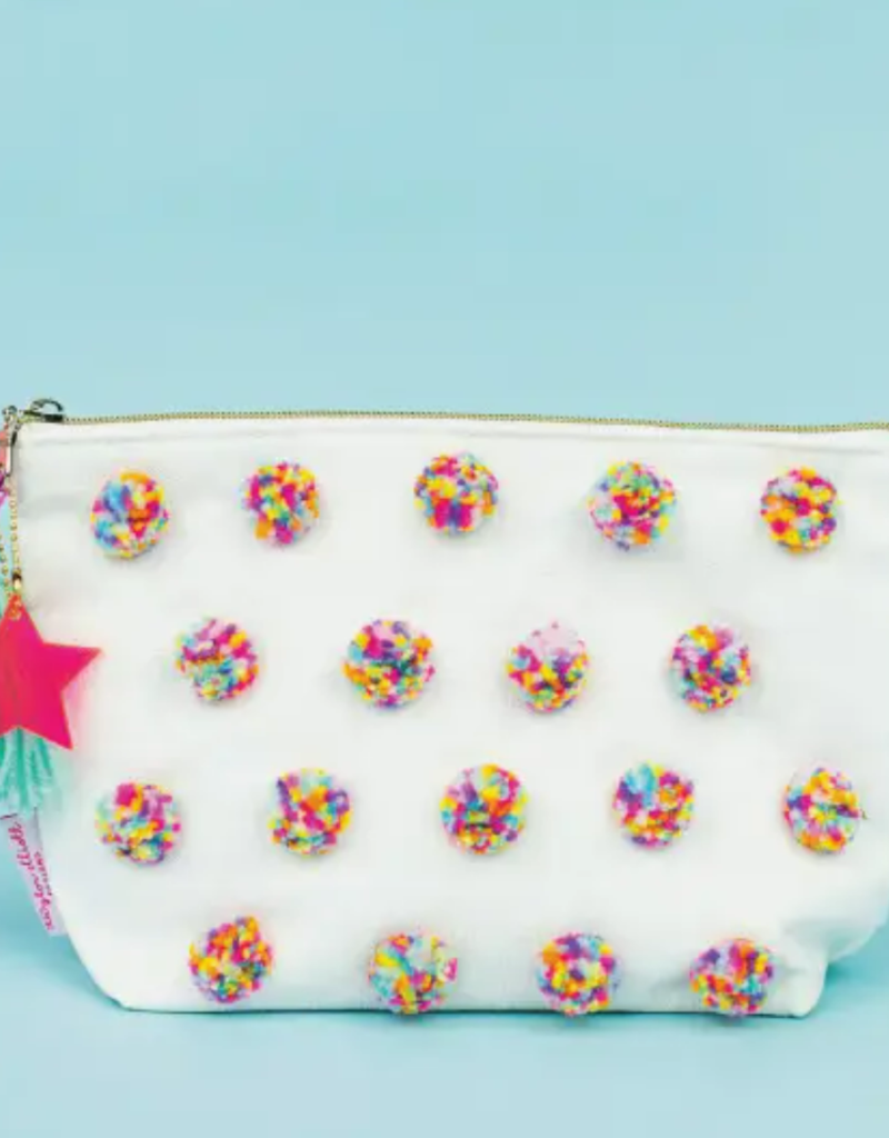 Taylor Elliott Designs Pink Star Multi Pom Pom Pouch