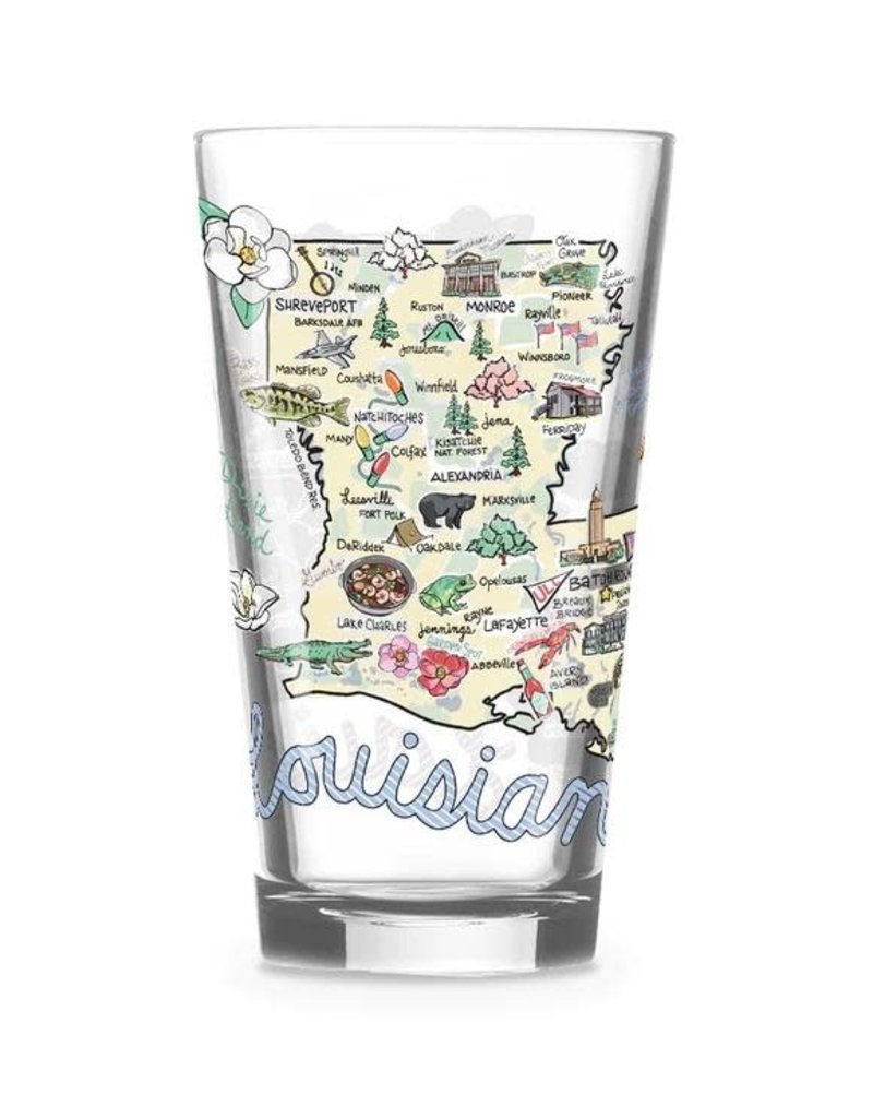 Fish-Kiss Louisiana Pint Glass 16 oz