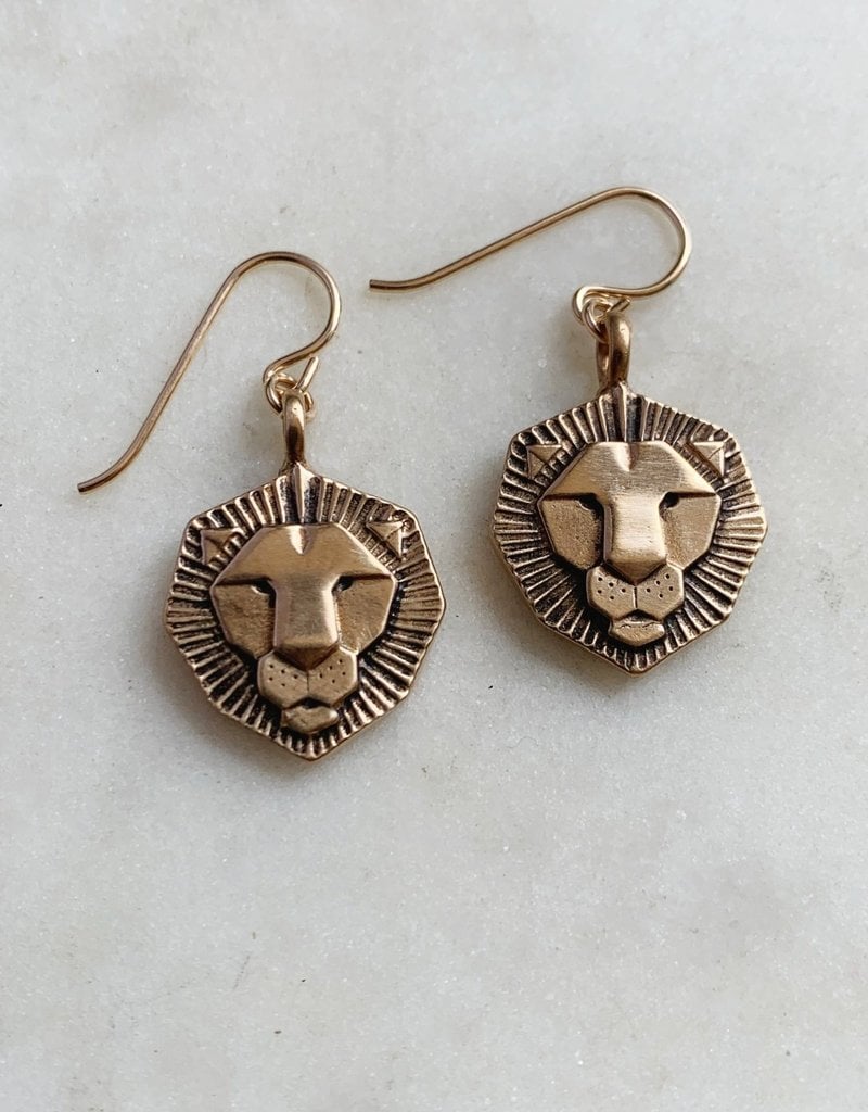 Mimosa Handcrafted Bronze Lion Earrings