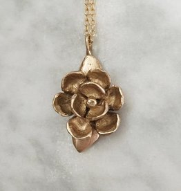 Mimosa Handcrafted Bronze Magnolia Pendant Necklace