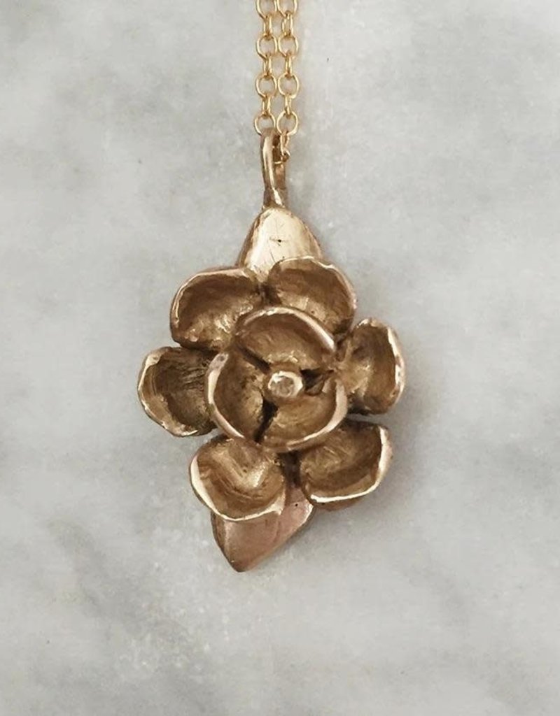 Mimosa Handcrafted Bronze Magnolia Pendant Necklace