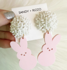 Sandy & Rizzo Pink Beaded Bunny Earrings