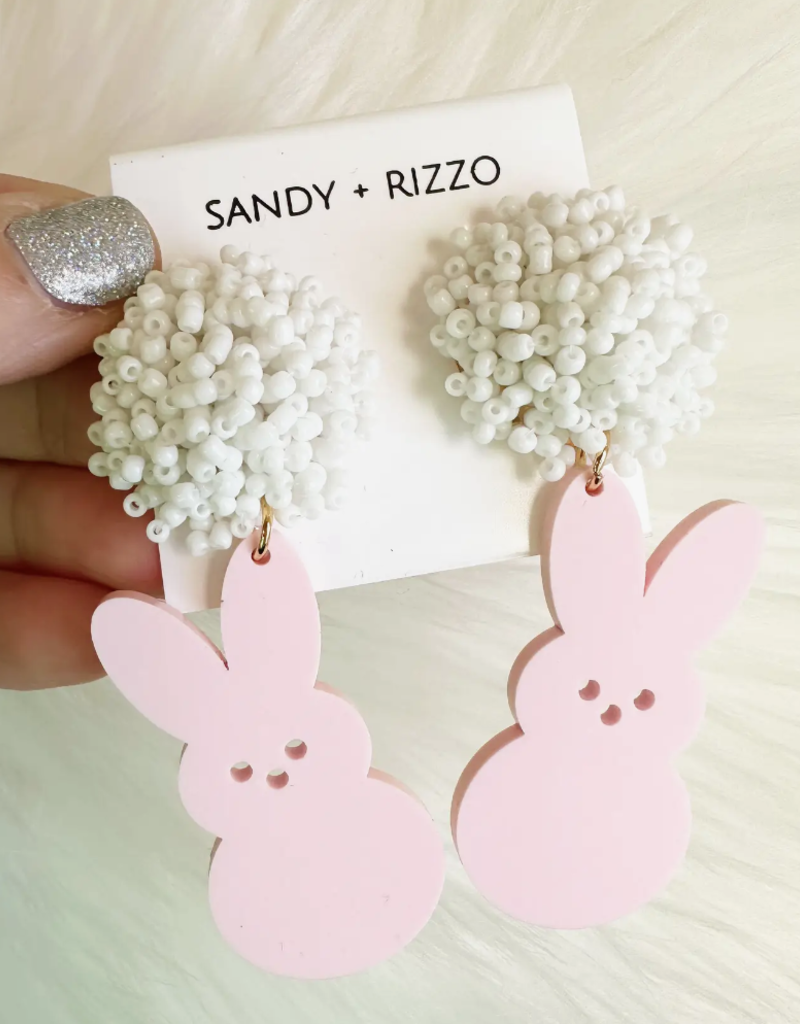 Sandy & Rizzo Pink Beaded Bunny Earrings