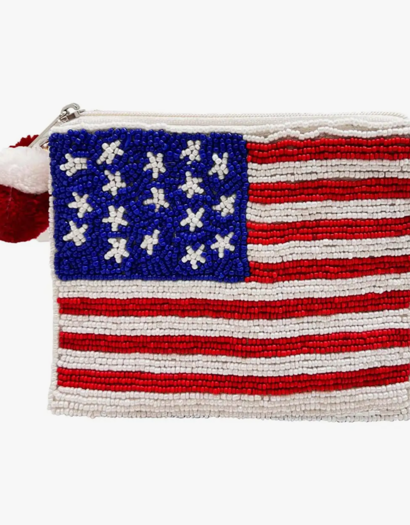 Ole American Flag Beaded Coin Purse