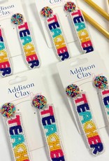 Addison Clay Designs Multi Color Teacher Beaded Earring Large