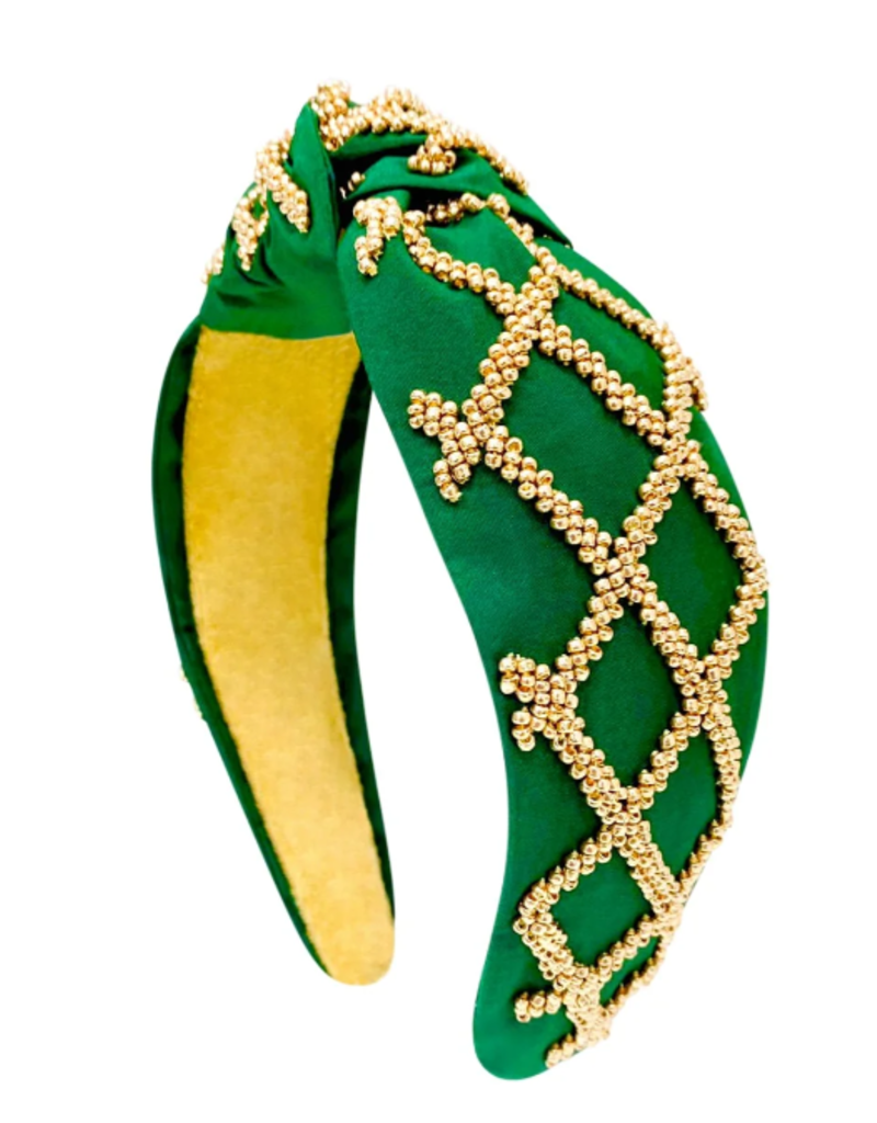 Golden Lily Beaded Green & Gold Gameday Knot Headband