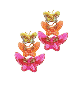 Golden Lily Butterfly Sequin Earrings