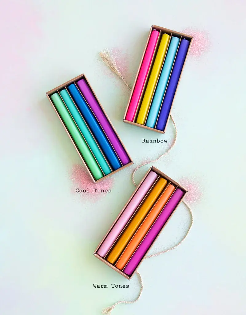 Goetz 10" Assorted Rainbow Taper Candle Set of 4