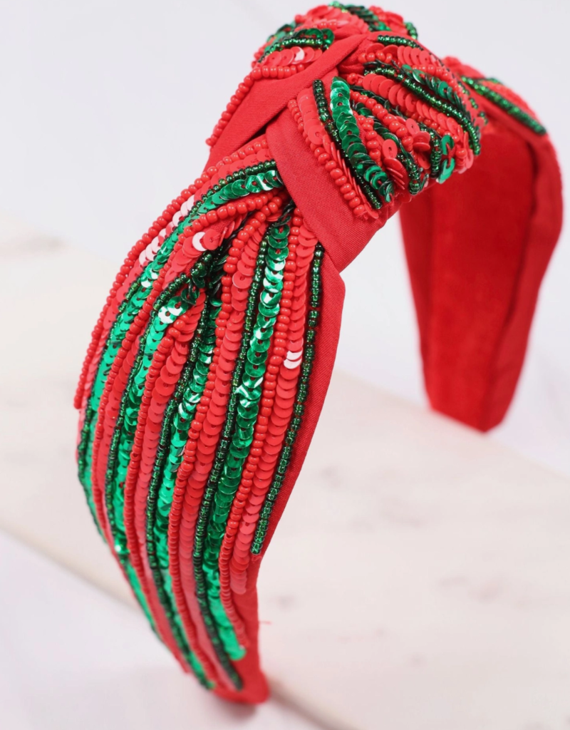 Caroline Hill Red and Green Embellished Holiday Headband