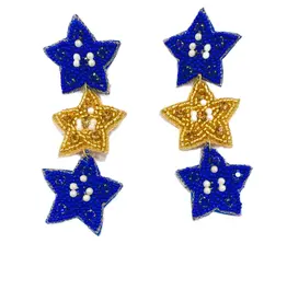 Golden Lily Blue & Gold Star Beaded Earrings