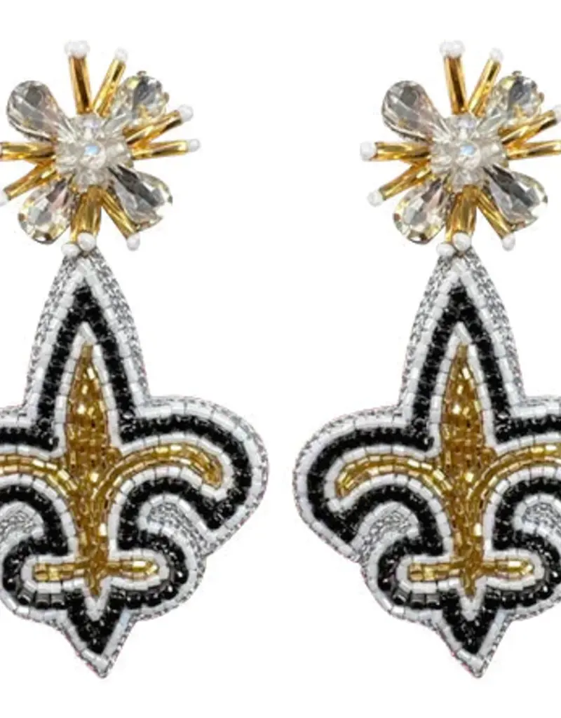 Golden Lily Fleur De Lis Beaded Earrings