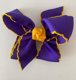 Beyond Creations, LLC Purple & Gold Crochet Edge Bow