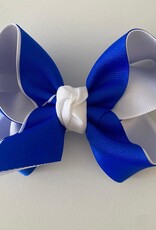 Beyond Creations, LLC Layered Royal & White Grosgrain Bow