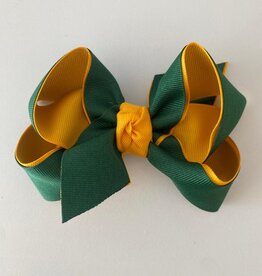 Beyond Creations, LLC Layered Green & Gold Grosgrain Bow