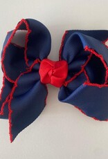 Beyond Creations, LLC Navy & Red Crochet Edge Bow