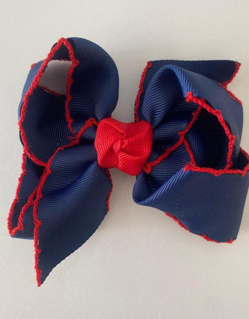 Beyond Creations, LLC Navy & Red Crochet Edge Bow