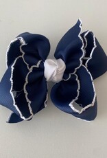 Beyond Creations, LLC Navy & White Crochet Edge Bow