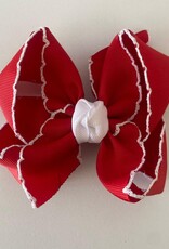 Beyond Creations, LLC Red & White Crochet Edge Bow