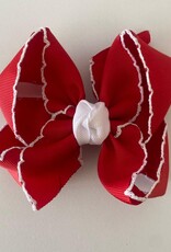 Beyond Creations, LLC Red & White Crochet Edge Hair Bow