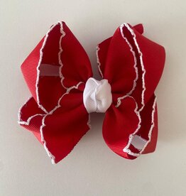 Beyond Creations, LLC Red & White Crochet Edge Hair Bow