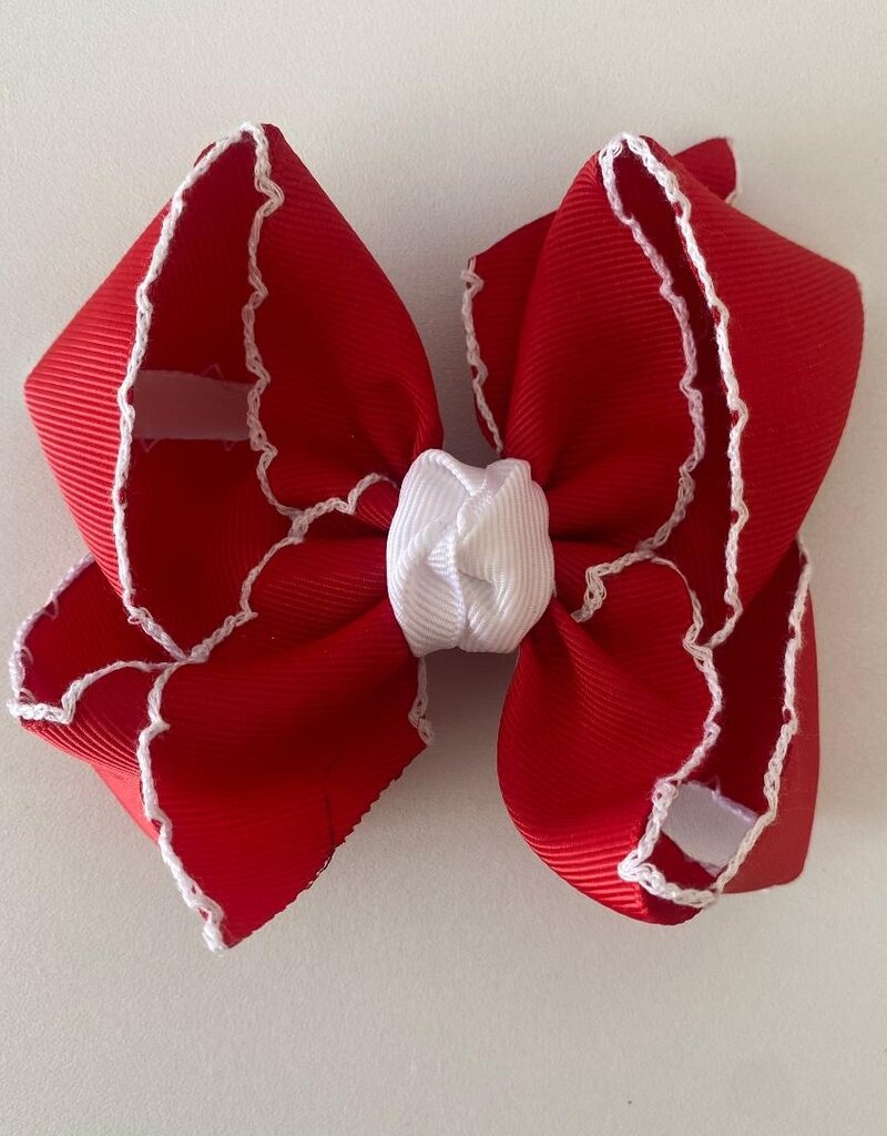 Beyond Creations, LLC Red & White Crochet Edge Hair Bow