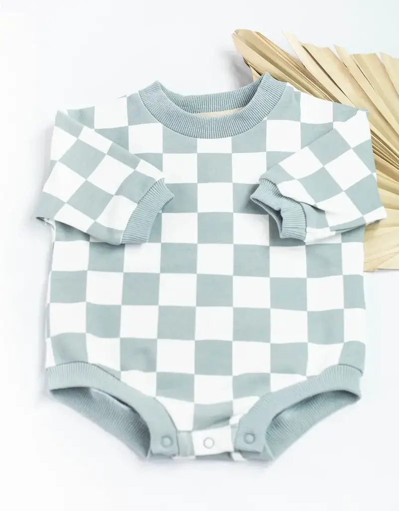 Little Organic Co. Checkered Oversized Bubble - Gray/Blue