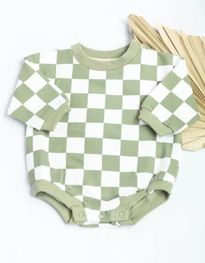 Little Organic Co. Checkered Oversized Bubble - Olive Green