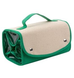 Mainstreet Collection Green Canvas Roll Up Cosmetic Bag