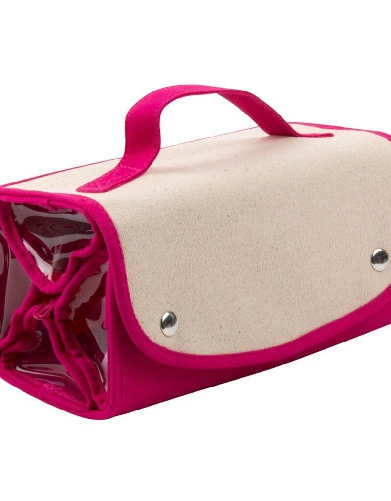 Mainstreet Collection Pink Canvas Roll Up Cosmetic Bag