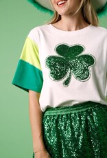 Fantastic Fawn St. Patricks Color Block Clover Top