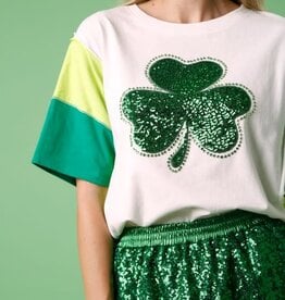 Fantastic Fawn St. Patricks Color Block Clover Top