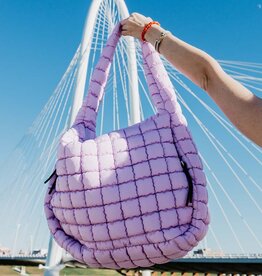 Katydid Light Purple Oversized Quilted Hobo Tote Bag