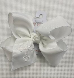 Beyond Creations, LLC Embroidered Easter Cross Crochet Edge Bow