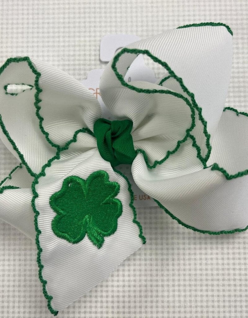Beyond Creations, LLC St. Patrick's Embroidered Crochet Edge Bow